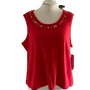 City Blues Red Tank Top Size 1X
